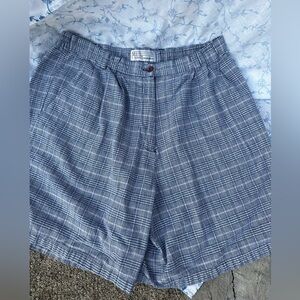 Milano Design Group Linen/Cotton Blend Plaid Shorts